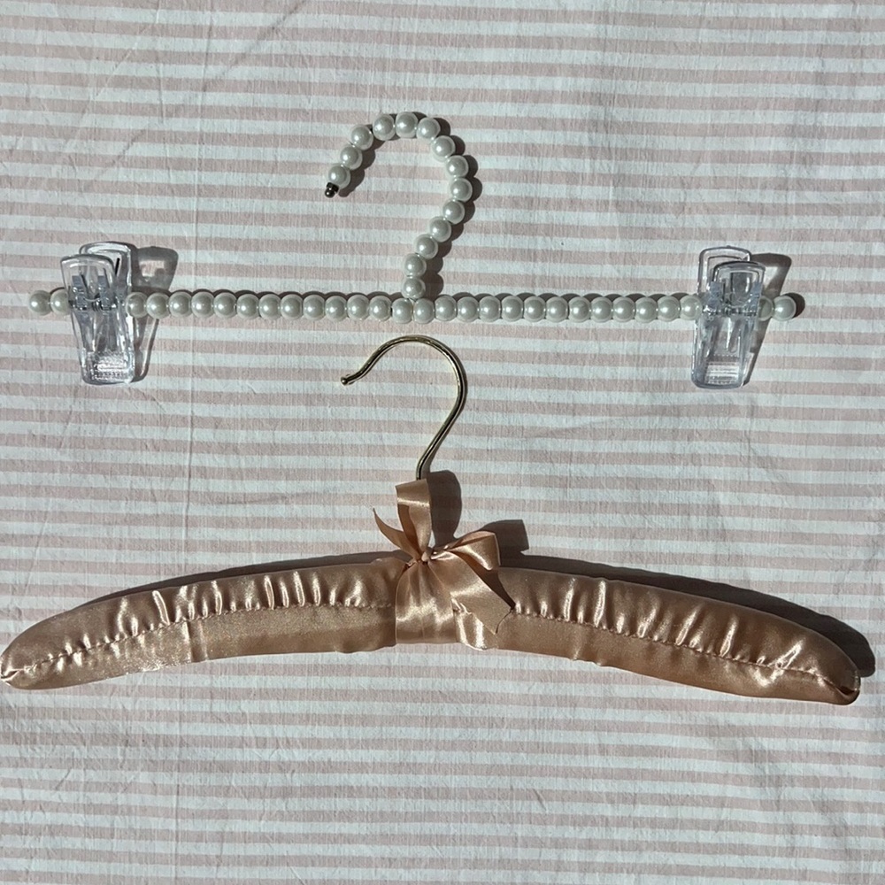Homegoods Hangers Satin Rose Pink Blush and Pearl